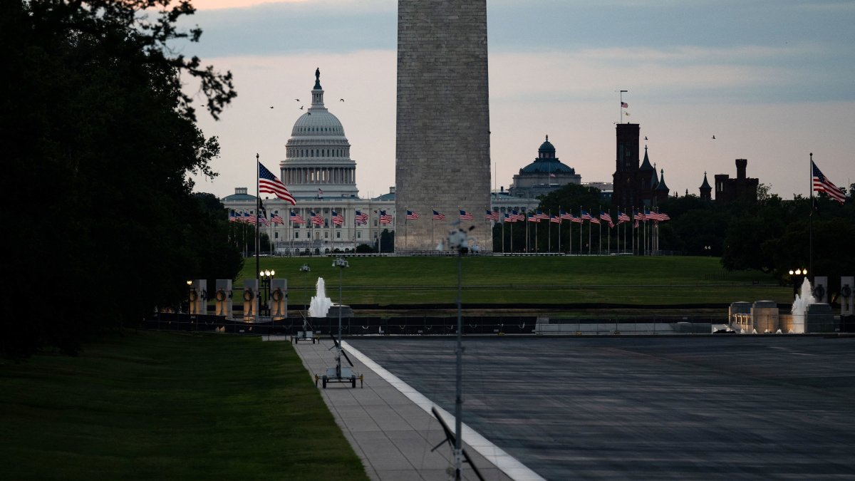 El estanque reflectante del Monumento a Lincoln, ahora sin agua