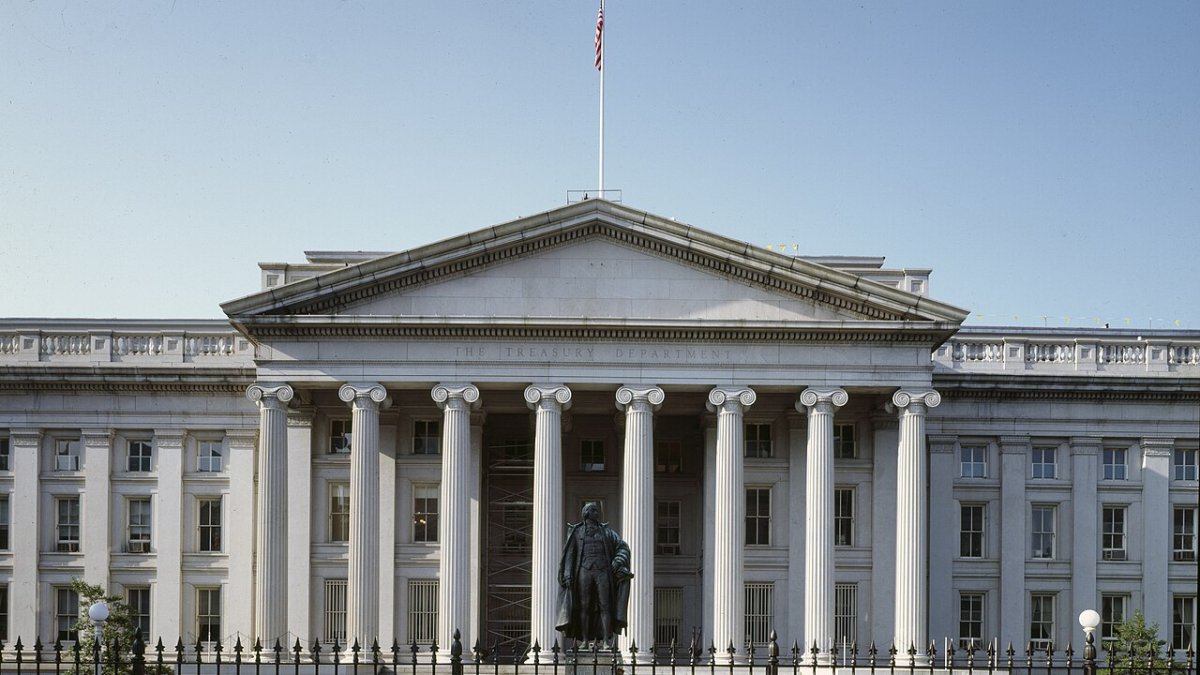 The Treasury Department building in Washington, D.C.