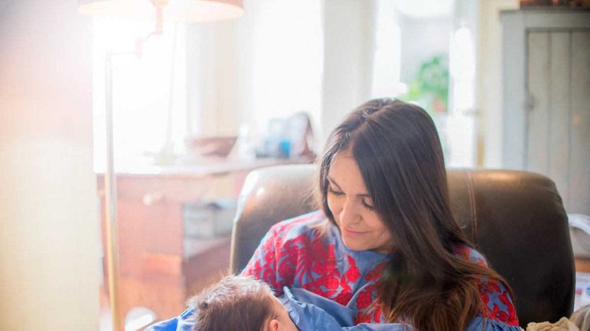 Stock image of a Hispanic mother