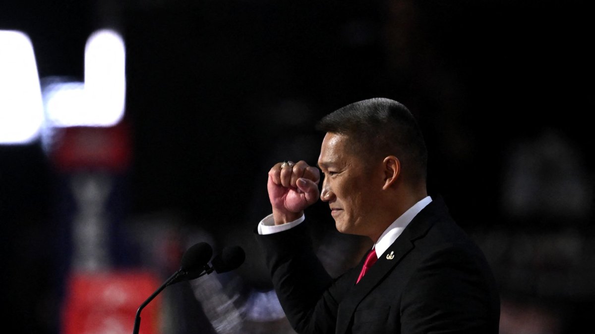 Hung Cao speaks during the 2024 Republican National Convention