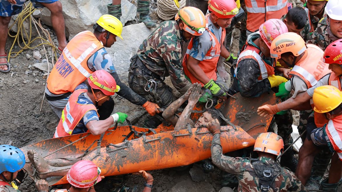 Photo of one of the rescued workers in Nepal
