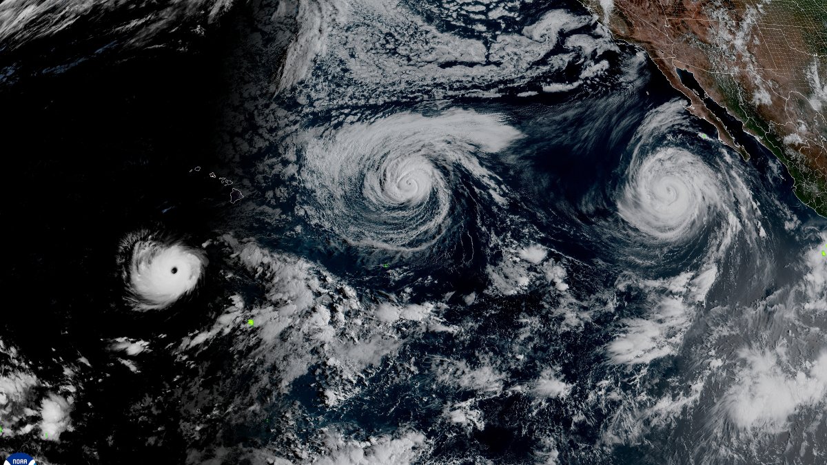 The National Oceanic and Atmospheric Administration (NOAA)/GOES shows Hurricane Lowell