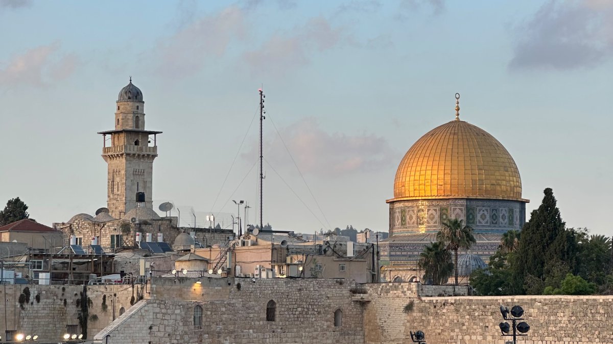 The Dome of the Rock and the Western Wall in Jerusalem.