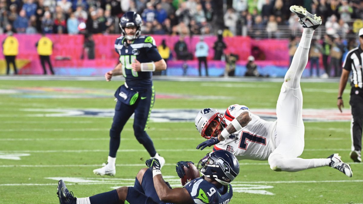 Momento de un partido entre los Patriots y los SeaHawks