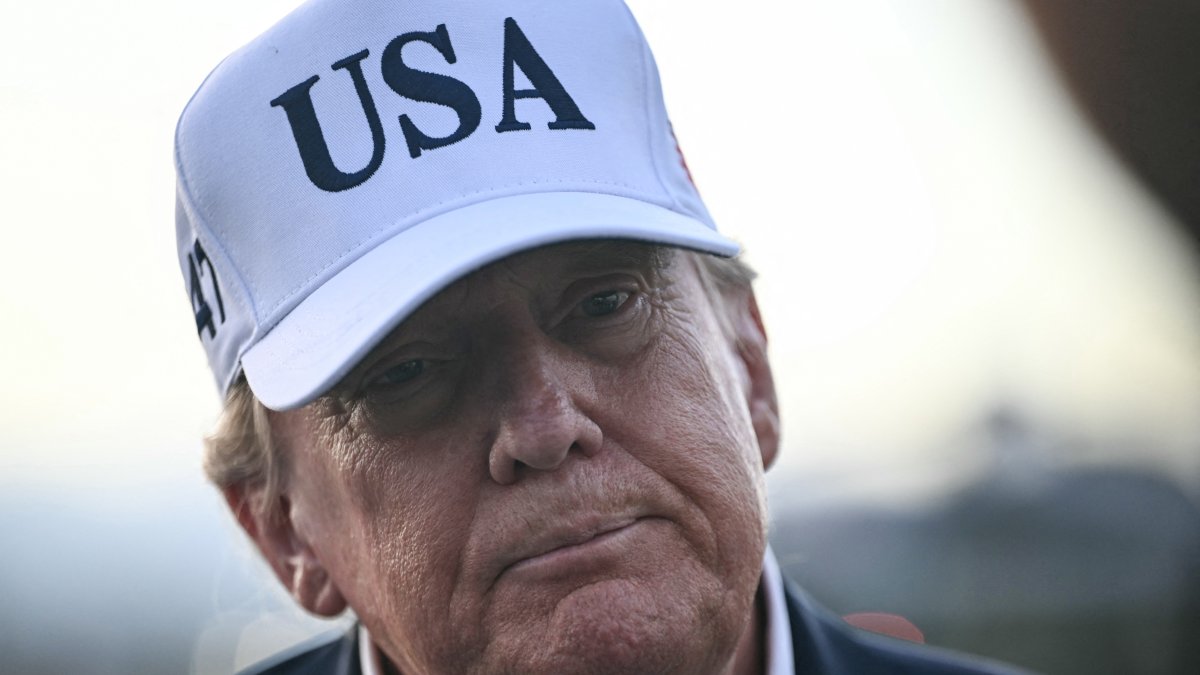 President Donald Trump speaks with the media before boarding Air Force One to depart from Shannon Airport in western Ireland on Sept. 13.