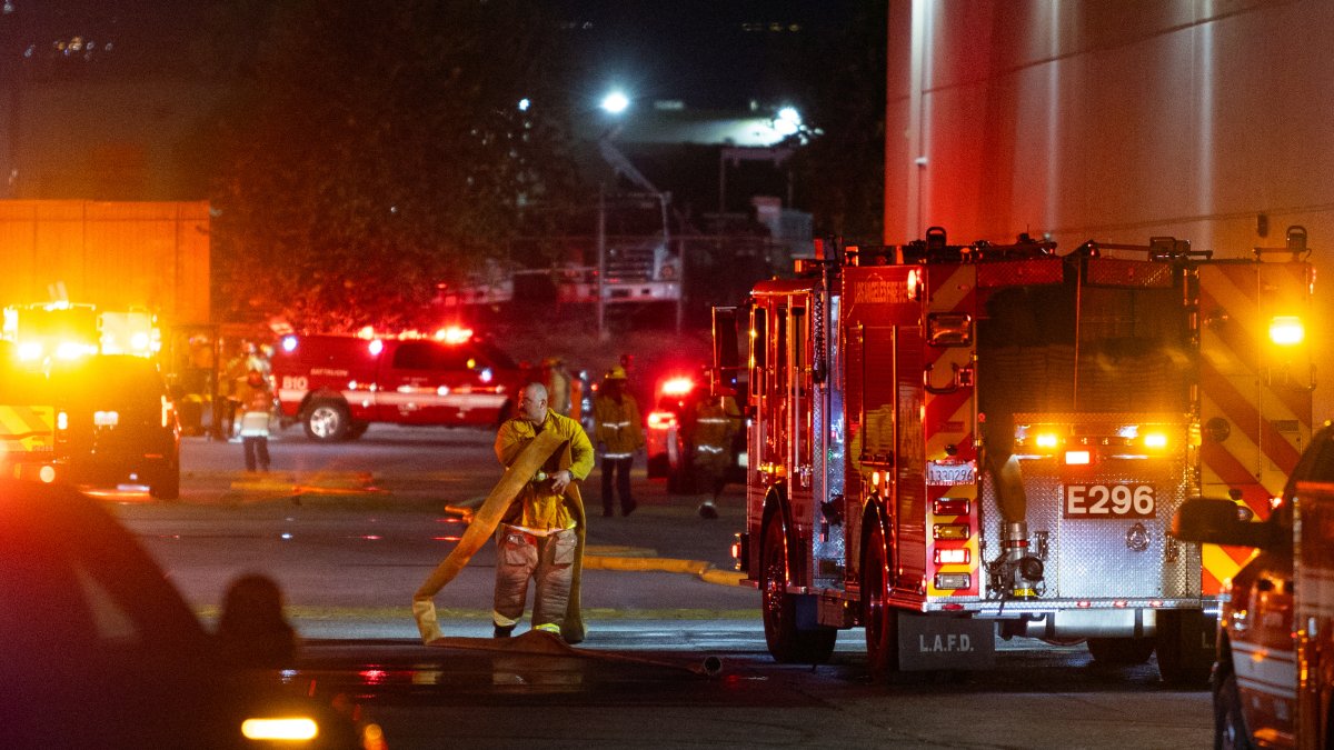 Firefighters at the crash site