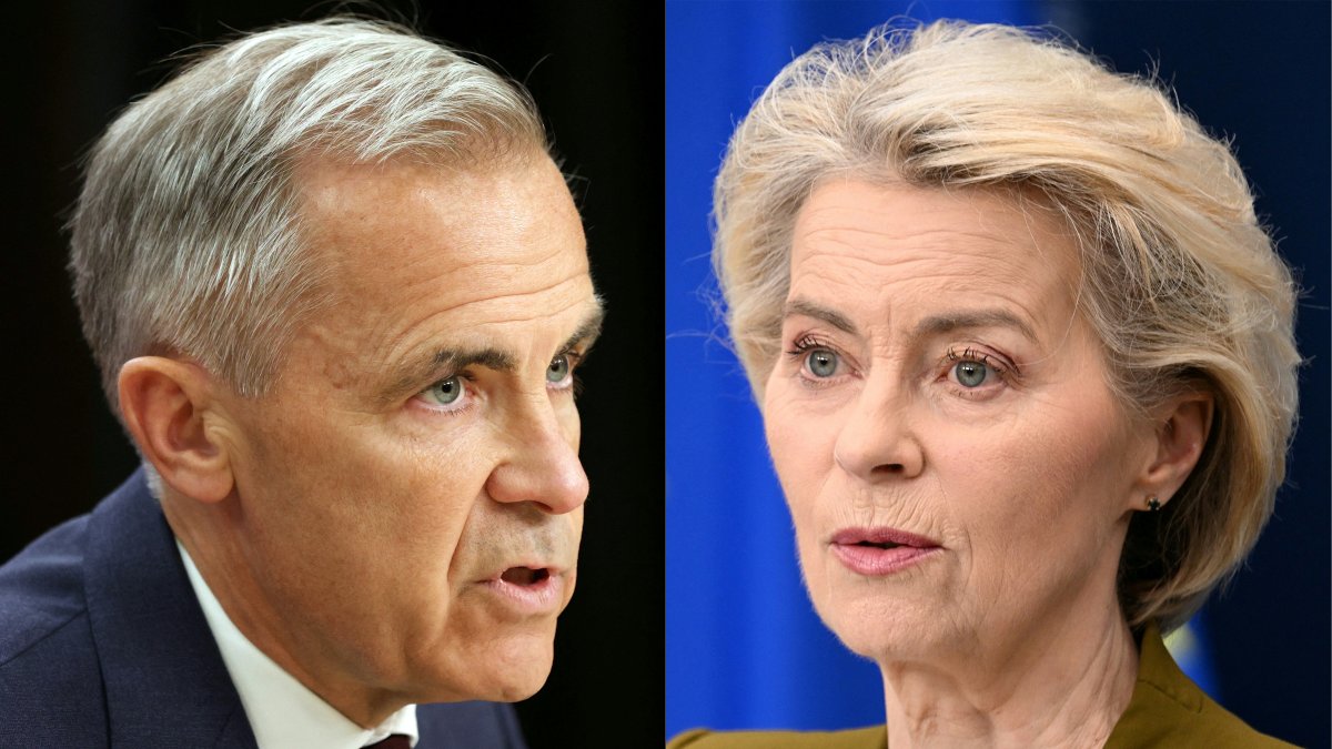 Canadian Prime Minister Mark Carney and European Commission President Ursula von der Leyen