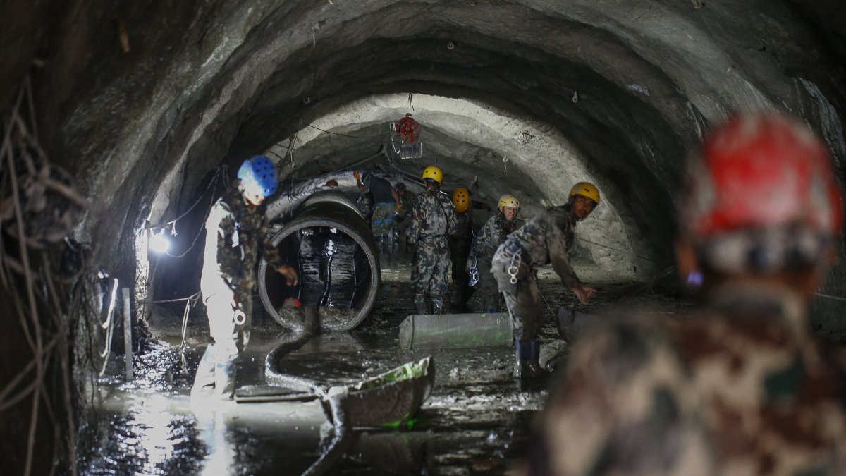 The Nepalese Army is conducting a search-and-rescue operation inside a tunnel days after the disaster