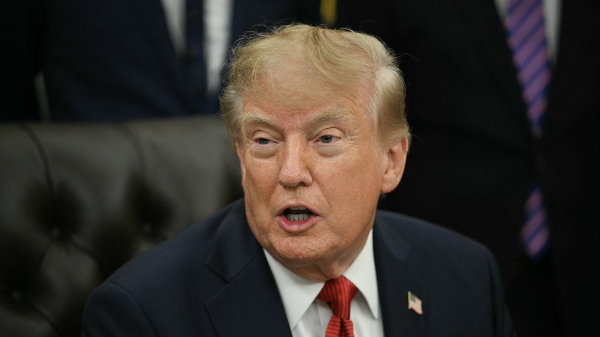 President Donald Trump speaks to the media from the Oval Office on Sept. 18.