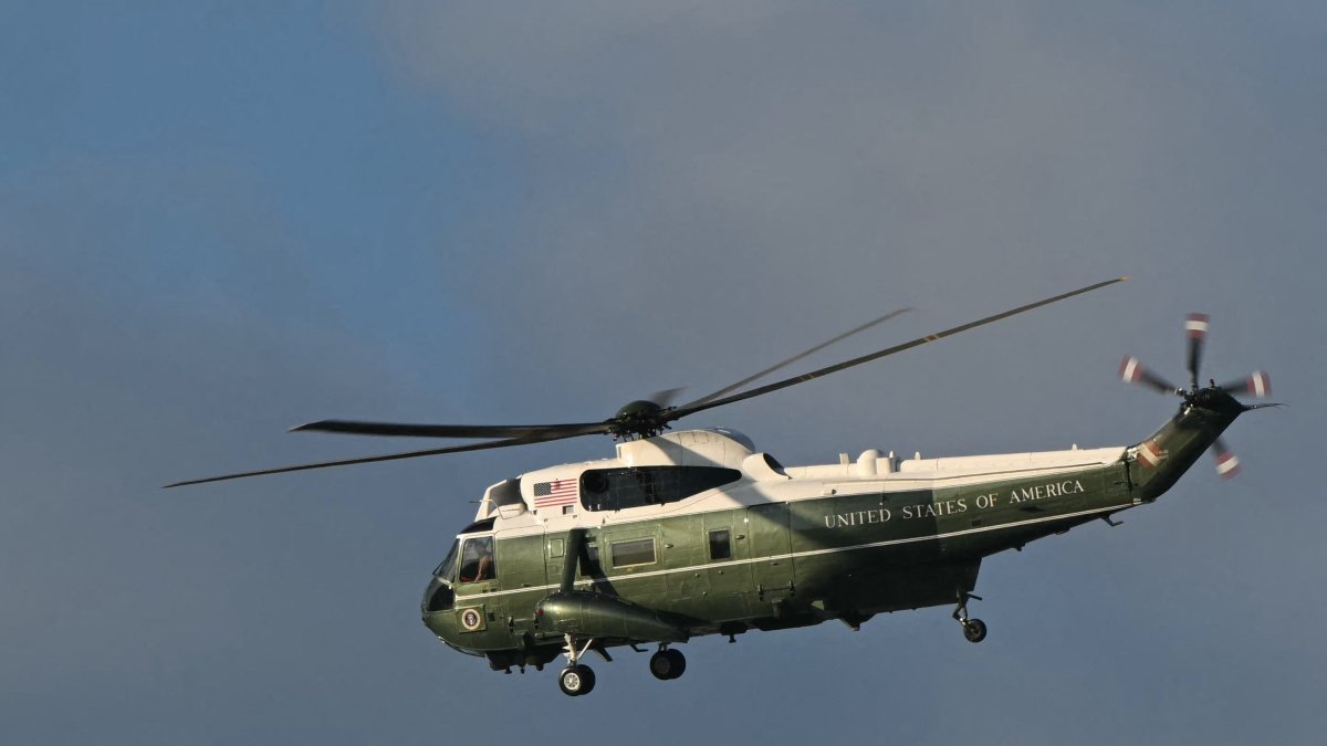 The Marine One helicopter, carrying U.S. President Donald Trump