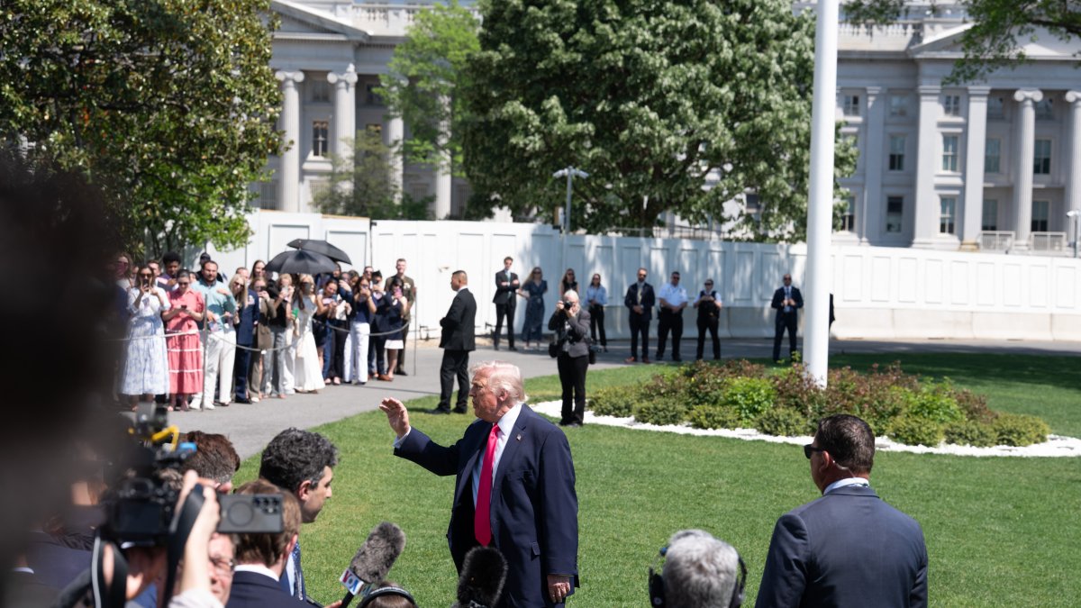 President Donald Trump answering questions from the press at the White House.