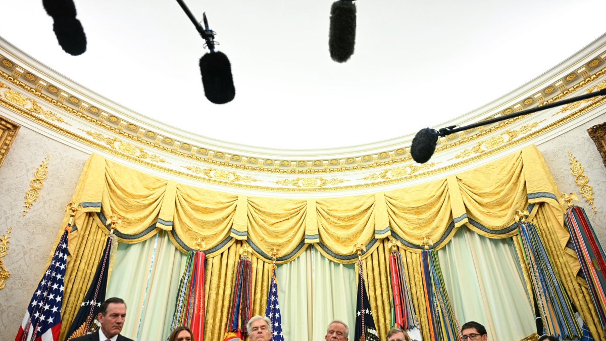 President Donald Trump answers questions from reporters in the Oval Office at the White House in Washington, D.C., on Sept. 18, 2026.