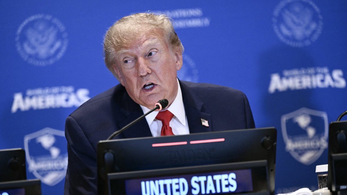Donald Trump during a meeting of the Shield of the Americas/ Brendan Smialowski