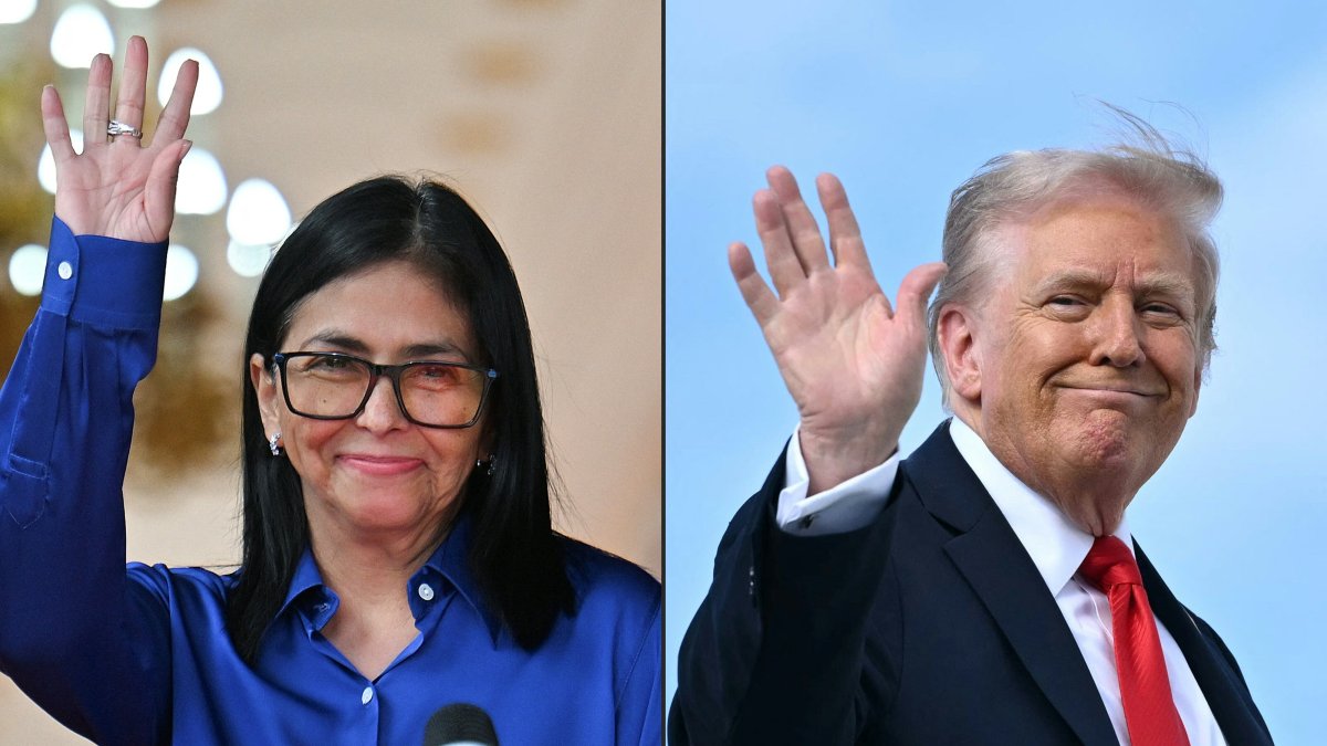 Delcy Rodríguez and Donald Trump/ Juan Barreto, Mandel Ngan