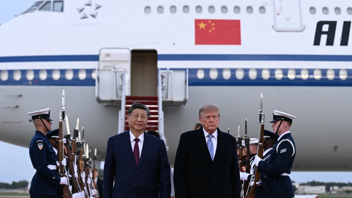 Donald Trump and Xi Jinping at Joint Base Andrews