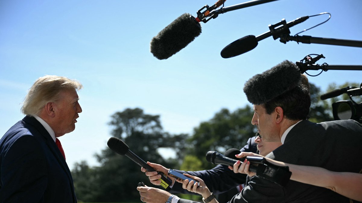 President Trump speaking to the press at the White House on Oct. 1.