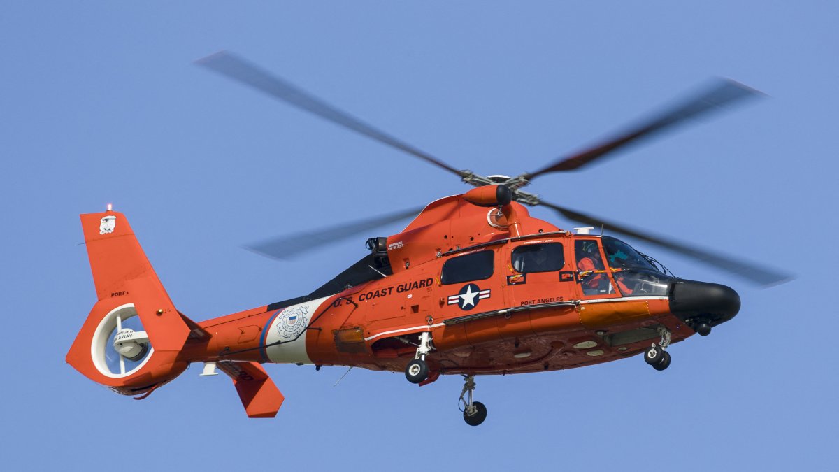 A U.S. Coast Guard MH-65 Dolphin on approach to Boeing Field, Seattle, Washington. (Files)