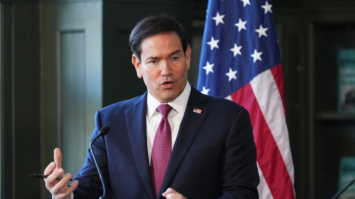 Marco Rubio at a press conference during his trip to Iceland. Oct. 6, 2026