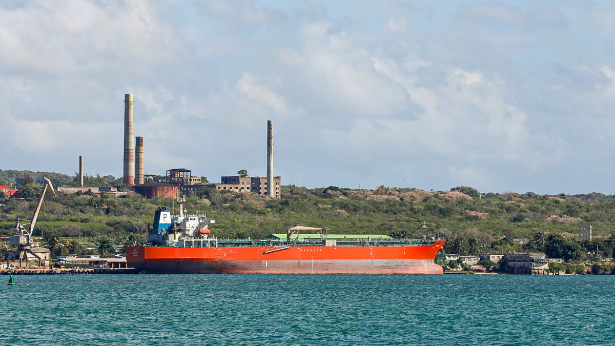 A tanker at the Supertanker Base in the Industrial Zone of the Port of Matanzas, Cuba, on March 30, 2026.
