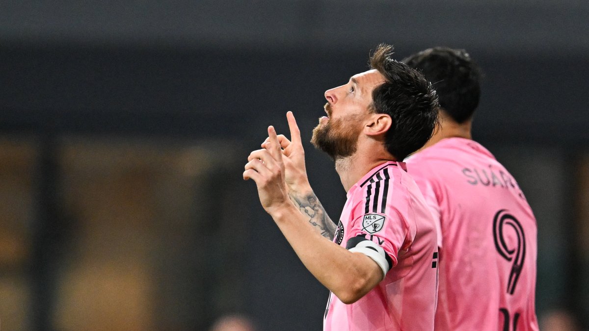 Messi celebrates one of his goals
