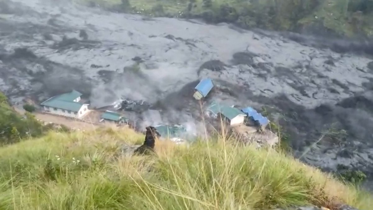 Image of the new flash flood sweeping away houses in Nepal