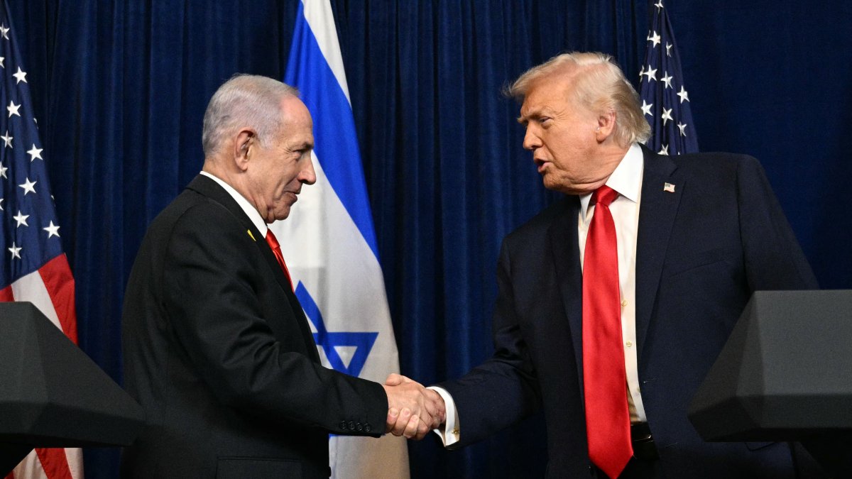 Benjamin Netanyahu and Donald Trump before a meeting. December 2025