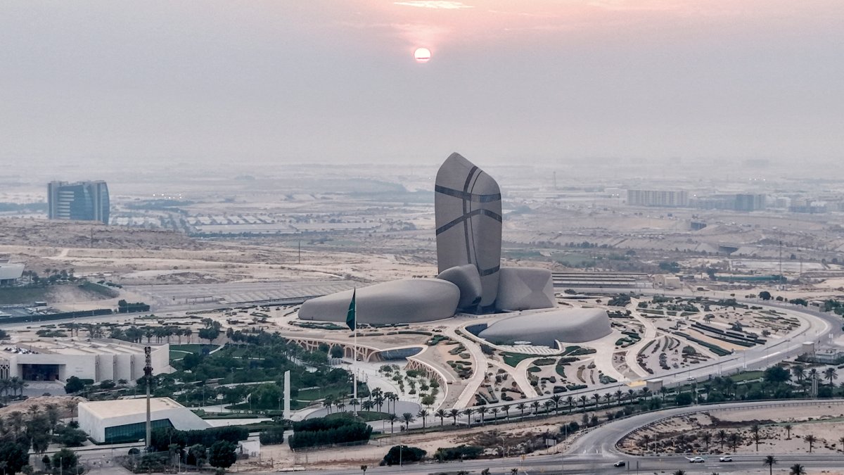 Aerial view of the headquarters of Aramco, Saudi Arabia's oil company