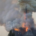 Incendio en la catedral de Notre Dame, en París, Francia, en abril de 2019