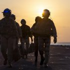 US Sailors return from flight operations on the flight deck of Nimitz-class aircraft carrier USS Abraham Lincoln (CVN 72) in support of Operation Epic Fury, March 4, 2026. (U.S. Navy photo)