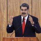 Imagen de archivo de Nicolás Maduro en un discurso en Brasil.