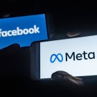 October 28, 2021, Spain: In this photo illustration, Meta and Facebook logos seen displayed on a smartphones..Facebook changes name to Meta in its major rebrand, reportedly by media. (Credit Image: © Paco Freire/SOPA Images via ZUMA Press Wire)