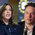 Montaje con imágenes de Kamala y Elon Musk