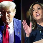 Elecciones Presidenciales 2024 | Donald Trump señala y Kamala Harris gesticula durante la campaña.