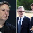 Montaje de Elon Musk y los mandatarios europeos Keir Starmer y Emmanuel Macron