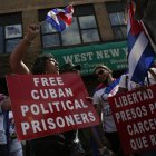 Manifestación en favor de la liberación de presos políticos en Cuba en Nueva Jersey