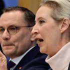 Líderes del partido AfD, Tino Chrupalla y Alice Weidel