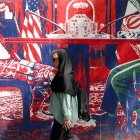 Una mujer pasa junto a un mural cerca de la antigua embajada de EEUU en Teherán