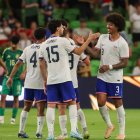 AUSTIN, TX - JUNE 19: United States defender Chris Richards (3) gets a high five from United States midfielder Johnny Cardoso (15) after winning the Concacaf Gold Cup Group stage match between United States and Saudi Arabia on June 19, 2025, at Q2 Stadium in Austin, TX. (Credit Image: © David Buono/Icon SMI via ZUMA Press)