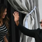 Lauren Sanchez y el fundador de Amazon, Jeff Bezos, llegando a Venecia para casarse