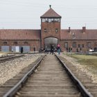 The rail leading to the former Auschwitz II (Birkenau) concentration camp in Poland