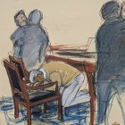 Sean "Diddy" Combs reacciona y se arrodilla en la sala