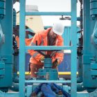 File photo dated 05/10/18 of a worker at the Cuadrilla fracking site in Preston New Road, Little Plumpton, Lancashire, as Labour has pledged to ban fracking "once and for all" as it hit out at suggestions that the Government could move to ban solar farms from much of England's farmland.