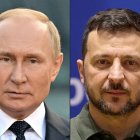 Collage de fotografías del presidente ruso Vladimir Putin (I) y el ucraniano Volodímir Zelenski (D)