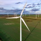 Wind turbines on a wind-farm near Nauen (Germany). File archive