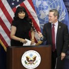 Nicki Minaj y Mike Walt en la ONU/ Angela Weiss
