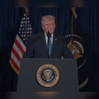 Una captura de pantalla de la alocución del presidente Donald Trump