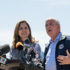 Congressman Carlos Gimenez (FL-26) addresses the press during the congressional border delegation visit to El Paso, Texas on March 15, 2021. President Joe Biden faced mounting pressure Monday from Republicans over his handling of a surge in migrants -- including thousands of unaccompanied children -- arriving at the US-Mexican border. Republican Congressman Kevin McCarthy of California, who leads his party in the House of Representatives, told reporters last week the "crisis at the border is spiraling out of control.""It's entirely caused by the actions of this administration," said McCarthy. (Photo by Justin Hamel / AFP)
