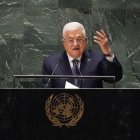 Palestinian president Mahmoud Abbas addresses the 78th United Nations General Assembly at UN