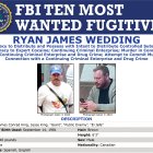 This image released by the FBI shows the wanted poster for former Olympian Ryan James Wedding