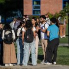 Students gather on the campus